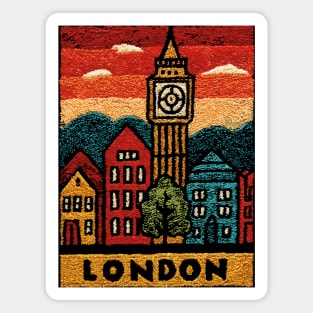Big Ben London Folk Art Print | Vintage Westminster Souvenir Magnet